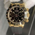 Rolex Daytona Black Dial with Diamond Markers and Gold Bezel - Image 3
