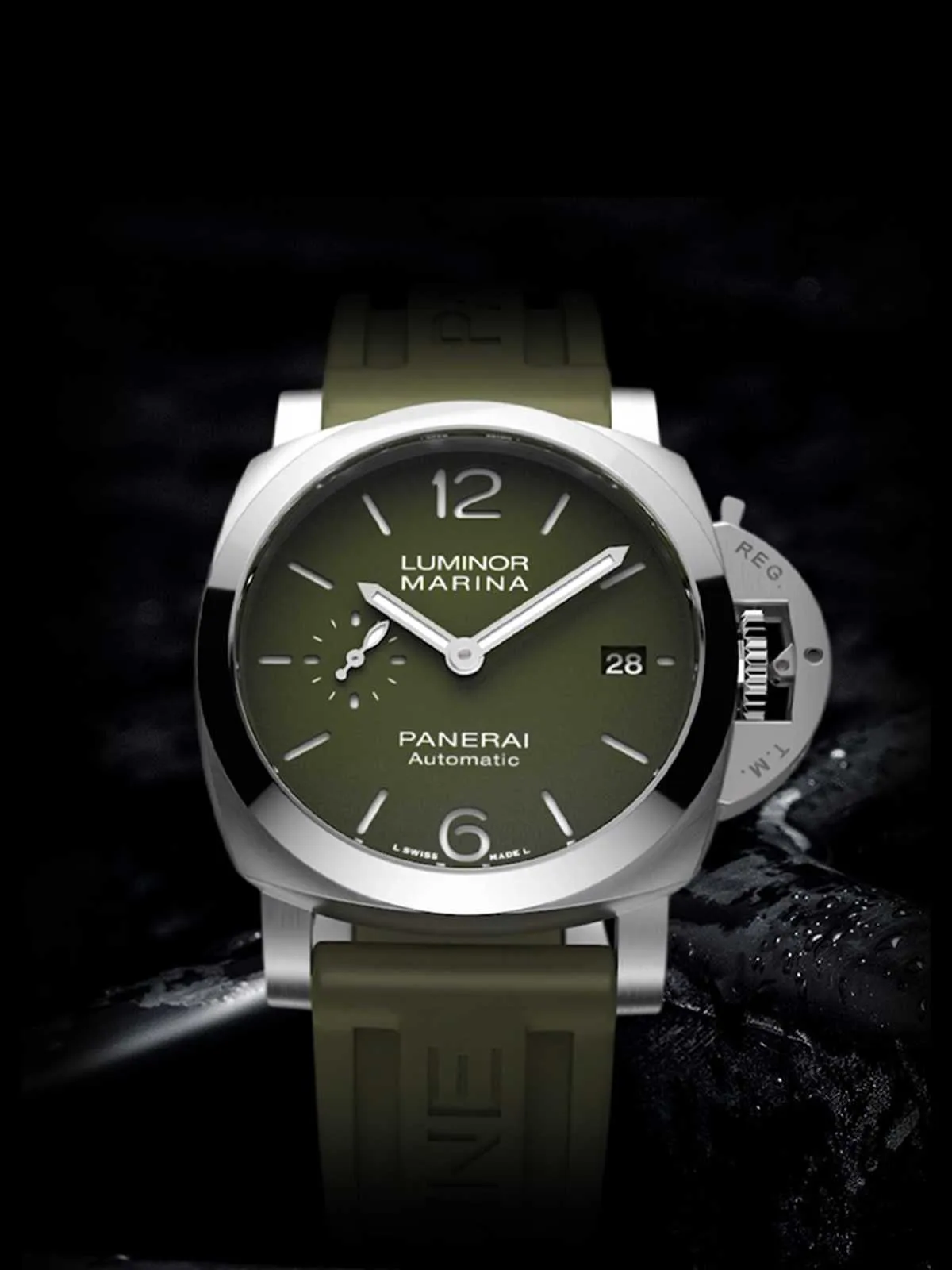 060ebd20-67e7-44ca-b23a-9f0a33648dbe-1-1 PANERAI LUMINOR WATCHES FULL GREEN RUBBER STRAP VS FACTORY 44MM - Image 1