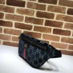 Gucci Belt Bag GG Velvet Blue in Velvet with Brass-tone - Image 5