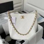 Chanel Calfskin Hobo Bag White/Black