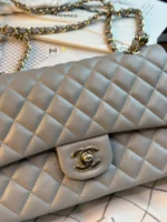 CHANEL FLAP BAG 25CM GOLD HARDWARE GREY CAVIAR - Image 2