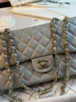 CHANEL FLAP BAG 25CM GOLD HARDWARE GREY CAVIAR - Image 3