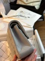 CHANEL FLAP BAG 25CM GOLD HARDWARE GREY CAVIAR - Image 4