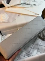 CHANEL FLAP BAG 25CM GOLD HARDWARE GREY CAVIAR - Image 5