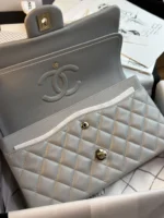CHANEL FLAP BAG 25CM GOLD HARDWARE GREY CAVIAR - Image 9