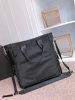 PRADA TOTE BAG 38 IN BLACK RE-NYLON AND SAFFIANO LEATHER TRIM - Image 2