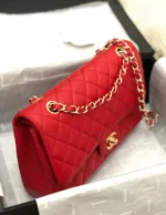 FLAP BAG MEDIUM 25CM RED CAVIAR GOLD HARDWARE - Image 7