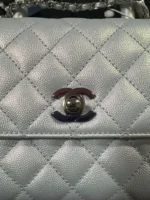 Chanel Coco Handbag Leather Light Grey Womans 23cm - Image 7