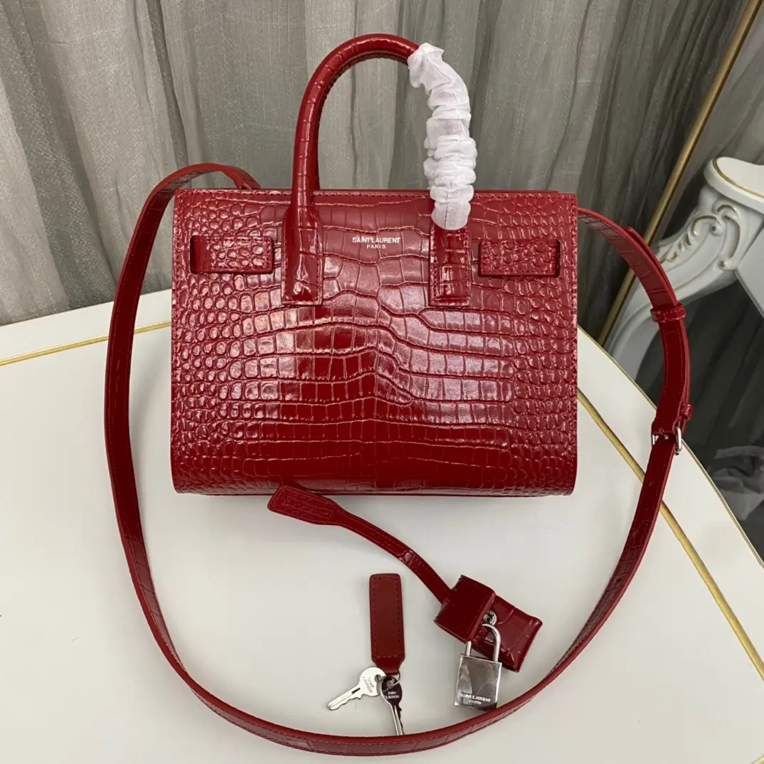 1b99129e Saint Laurent Paris Saint Laurent Red Croc Embossed Leather Nano Classic Sac De Jour Tote - Image 1