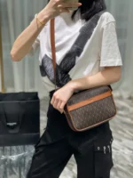 Saint Laurent Canvas Smooth Calfskin Le Monogramme Camera Bag Chestnut - Image 6