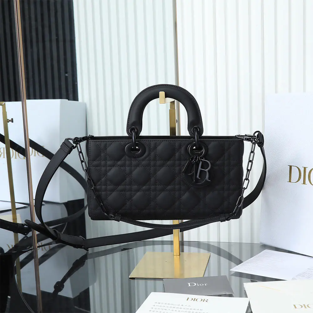 2-164 Dior Black Medium Lady D-Joy Bag - Image 1