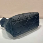 PRADA TRIANGLE PATTERN TOTE BAG 33 IN BLACK QUILTED RE-NYLON - Image 2