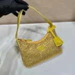PRADA SPARKLING HOBO BAG 23 IN YELLOW NYLON ATTACHED FULLY CRYSTALS - Image 2