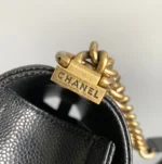 CHANEL SMALL BOY BAG 20 IN BLACK LAMBSKIN GOLD HARDWARE - Image 7
