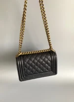 CHANEL SMALL BOY BAG 20 IN BLACK LAMBSKIN GOLD HARDWARE - Image 3