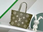 LV NEVERFULL MM KHAKI CREAM MONOGRAM EMPREINTE LEATHER - Image 4