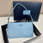 PRADA SHOULDER BAG 24 WITH TRIANGLE LOGO IN SKY BLUE RE-NYLON FABRIC - Image 2