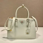 PRADA LARGE GALLERIA BAG 32 IN WHITE SMOOTH CALFSKIN GOLD HARDWARE