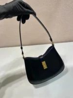 PRADA CLEO SHOULDER BAG 22 IN BLACK BRUSHED LAMBSKIN WITH CLASP CLOSURE - Image 2