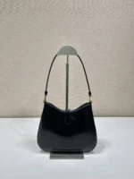 PRADA CLEO SHOULDER BAG 22 IN BLACK BRUSHED LAMBSKIN WITH CLASP CLOSURE - Image 4