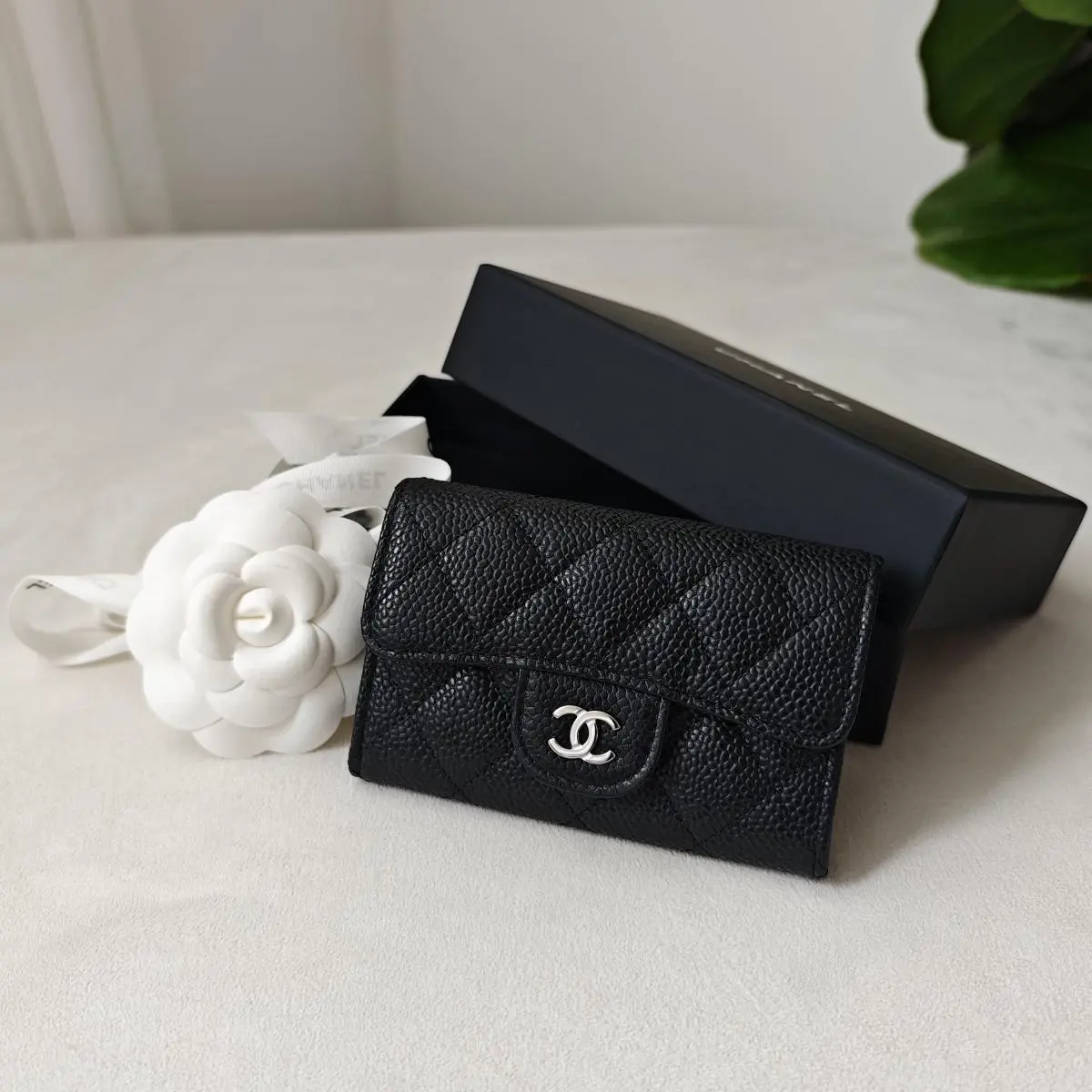 Chanel Wallet black with sliver hardware