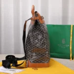Goyard Black Goyardine & Brown Leather Steamer Bag - Image 3