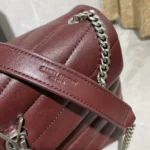 YSSL Loulou Small Chain Bag In Matelassé "Y" Burgundy - Image 3