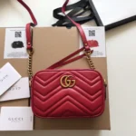 GUCCI Calfskin Matelasse Mini GG Marmont Chain Shoulder