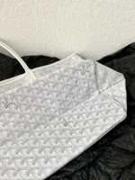Goyard White Goyardine Canvas & Chevroches Calfskin Saint Louis PM Tote - Image 3