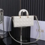 Dior Medium White Lady D-Joy Bag - Image 3