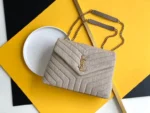Saint Laurent Beige Suede Y Quilted Monogram