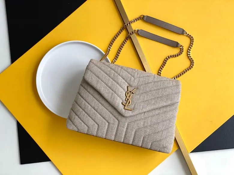 43451067 Saint Laurent Beige Suede Y Quilted Monogram - Image 1