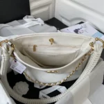 Chanel Calfskin Hobo Bag White/Black - Image 8