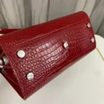 Saint Laurent Paris Saint Laurent Red Croc Embossed Leather Nano Classic Sac De Jour Tote - Image 4
