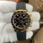 Rolex Daytona Black Dial with Diamond Markers and Gold Bezel