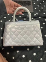 Chanel Coco Handbag Leather Light Grey Womans 23cm - Image 8