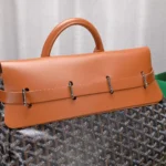 Goyard Black Goyardine & Brown Leather Steamer Bag - Image 4