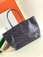 Goyard Navy Blue Goyardine Coated Canvas and Leather Saint Louis PM Tote - Image 3