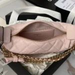Chanel mini gold chain bag, light pink CN628 - Image 3