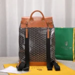 Goyard Black Goyardine & Brown Leather Steamer Bag - Image 7