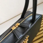 Prada Medium Leather Top-Handle Bag in Black - Image 6