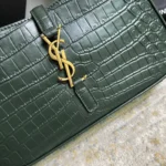 SAINT LAURENT Le 5 À 7 Green Crocodile-effect Leather Shoulder Bag In Dark Green - Image 5