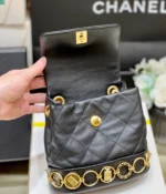 Chanel Charm Backpack Replica 11 Black Smooth Leather 18x18x8cm - Image 4