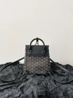 Goyard Mini Backpack Black Super Quality Monogram Pattern Size 23x19cm - Image 3