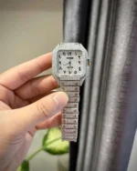 Cartier Santos Arabic Numeral Best Replica Watch Moissanite Diamonds Hong Kong 39.8mm - Image 5