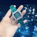 Cartier Santos With Green Moissanite Replica Watch 39.8mm - Image 3