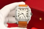 Cartier Santos White Dial Replica Watch Custom Diamonds Moissanite BV Factory 39.8mm - Image 10