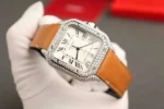 Cartier Santos White Dial Replica Watch Custom Diamonds Moissanite BV Factory 39.8mm - Image 9