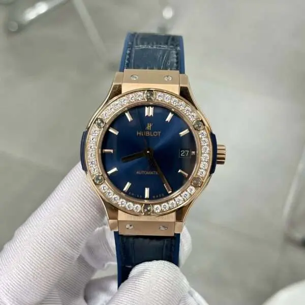 Hublot Classic Fusion King Gold Blue Replica Watch HB Factory 38mm