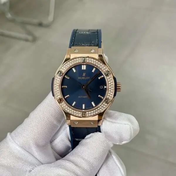 Hublot Classic Fusion Blue With Diamond Bezel Replica Watch HB Factory 38mm